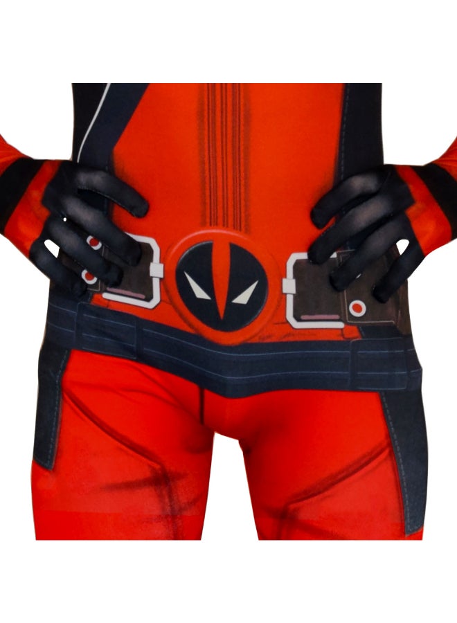 Deadpool Wade Wilson Merc Suit Cosplay Costume Full Bodysuit, Red and Black Superhero Outfit Inspired by Deadpool Movies for Fans and Costume Parties 12to14 years 160cm - Image 3